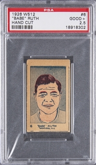 1926 W512 #6 Babe Ruth, Hand Cut – PSA GD+ 2.5